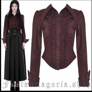 NWT Dark in Love XL Beatrix Burgundy Blouse Romantic Corporate Goth